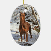 Doberman Pinscher in Snow Ornament (Achterkant)