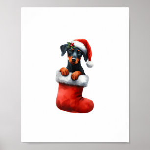 Doberman Pinscher in Sock-kerstkerstkerstkerstkers Poster