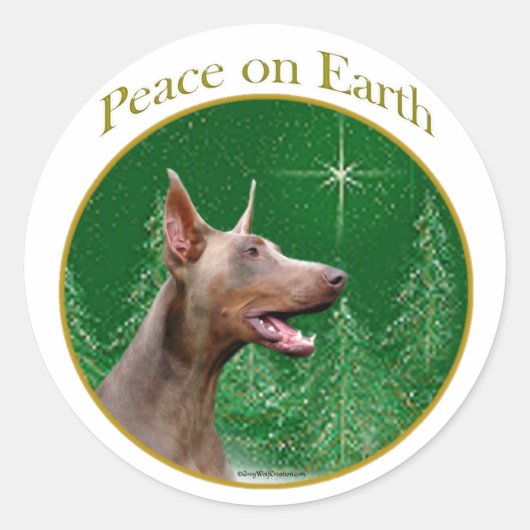 Doberman Pinscher (isabella) Peace Ronde Sticker (Voorkant)
