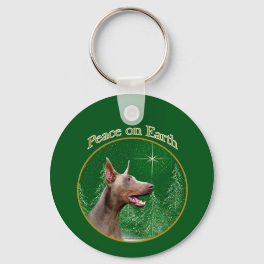 Doberman Pinscher (isabella) Peace Sleutelhanger (Voorkant)