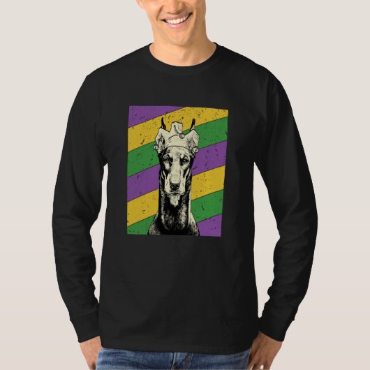 Doberman Pinscher Jester Mardi Gras Dog Mom or Dad T-shirt (Voorkant)