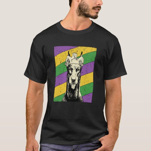 Doberman Pinscher Jester Mardi Gras Dog Mom or Dad T-shirt (Voorkant)