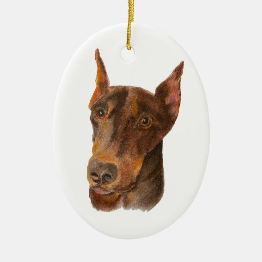 Doberman Pinscher Keramisch Ornament (Voorkant)