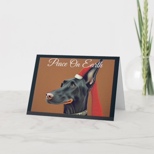 Doberman Pinscher-kerstfeestkaart Feestdagen Kaart (Voorkant)