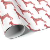 Doberman Pinscher Kersthond Schattige Silhouette W Cadeaupapier (Rol Hoek)