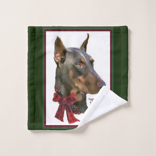 Doberman Pinscher Kerstmis Bad Handdoek (Wasdoekje)