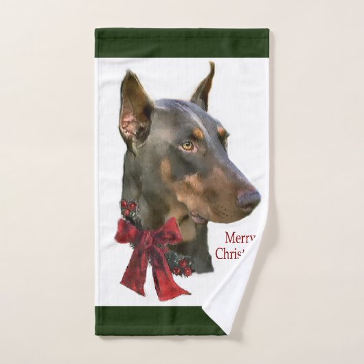 Doberman Pinscher Kerstmis Bad Handdoek (Handdoek)