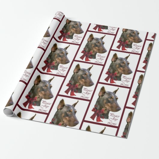 Doberman Pinscher Kerstmis Cadeaupapier (Uitgerold)