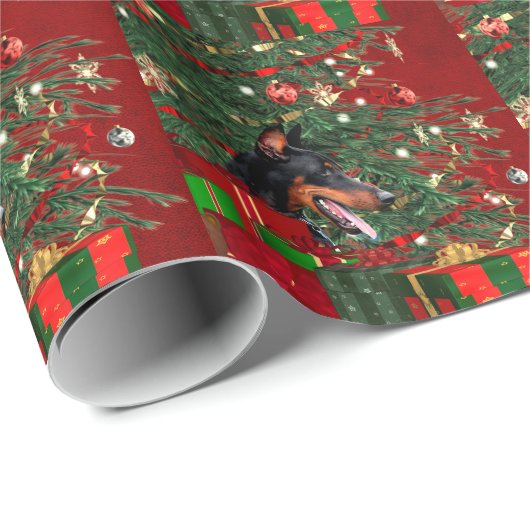 doberman Pinscher Kerstmis Cadeaupapier (Rol Hoek)