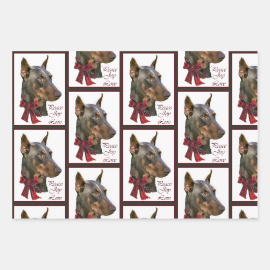 Doberman Pinscher Kerstmis Inpakpapier Vel (Voorkant)