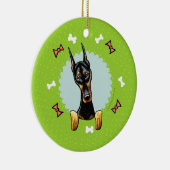 Doberman Pinscher Kerstmis Keramisch Ornament (Rechts)