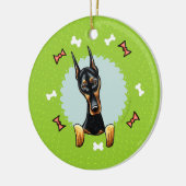 Doberman Pinscher Kerstmis Keramisch Ornament (Links)