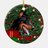 Doberman Pinscher Kerstmis Keramisch Ornament (Achterkant)
