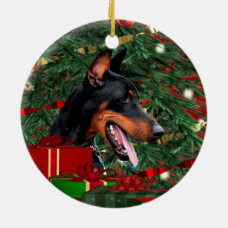 Doberman Pinscher Kerstmis Keramisch Ornament