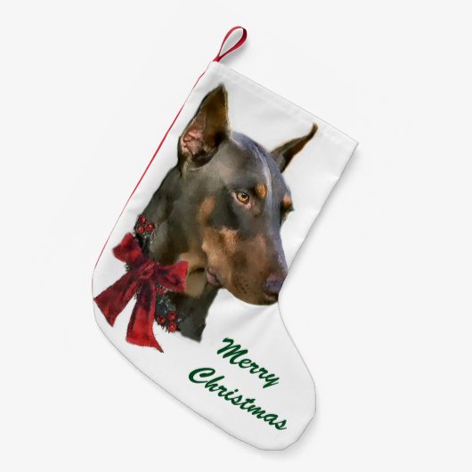 Doberman Pinscher Kerstmis Kleine Kerstsok (Voorkant (Hangend))