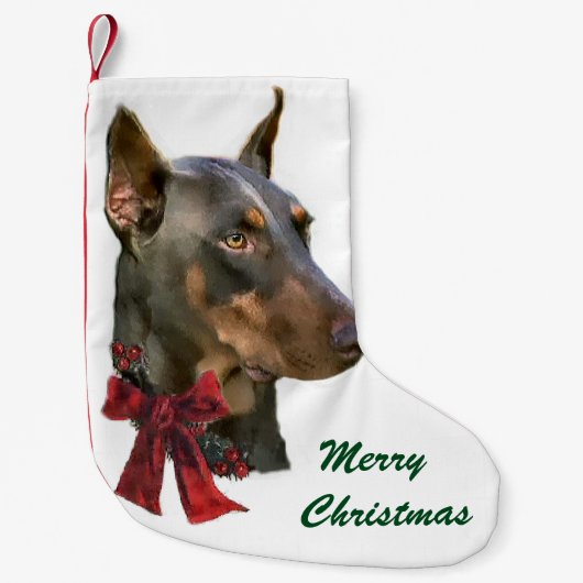 Doberman Pinscher Kerstmis Kleine Kerstsok (Voorkant)