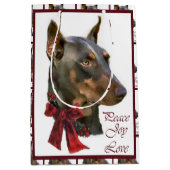 Doberman Pinscher Kerstmis Medium Cadeauzakje (Voorkant)