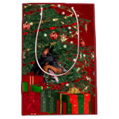 Doberman Pinscher Kerstmis Medium Cadeauzakje (Voorkant)