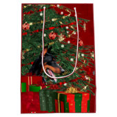 Doberman Pinscher Kerstmis Medium Cadeauzakje (Achterkant)