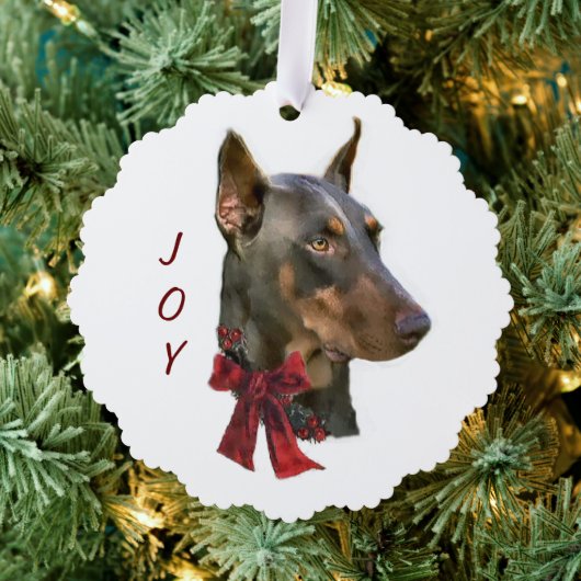 Doberman Pinscher Kerstmis Ornament Kaart (Insitu (Drie))
