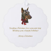 Doberman Pinscher Kerstmis Ornament Kaart (Achterkant)