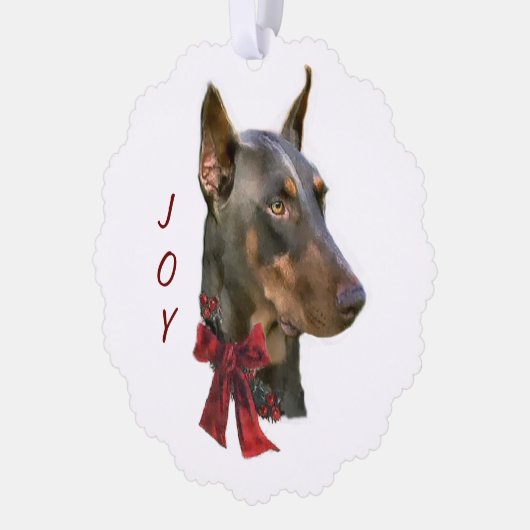 Doberman Pinscher Kerstmis Ornament Kaart (Links)