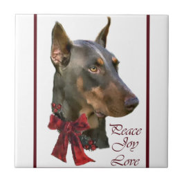 Doberman Pinscher Kerstmis Tegeltje