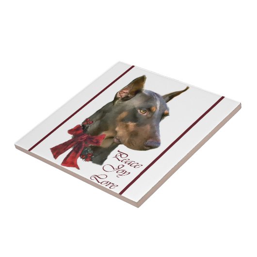 Doberman Pinscher Kerstmis Tegeltje (Zijkant)