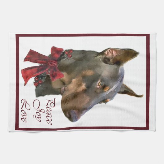 Doberman Pinscher Kerstmis Theedoek (Horizontaal)