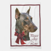 Doberman Pinscher Kerstmis Theedoek (Verticaal)