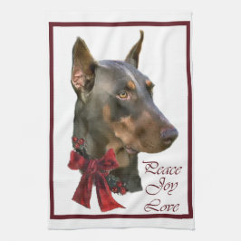 Doberman Pinscher Kerstmis Theedoek