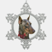 Doberman Pinscher Kerstmis Tin Sneeuwvlok Ornament (Voorkant)