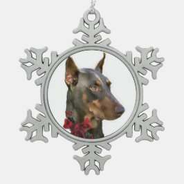 Doberman Pinscher Kerstmis Tin Sneeuwvlok Ornament