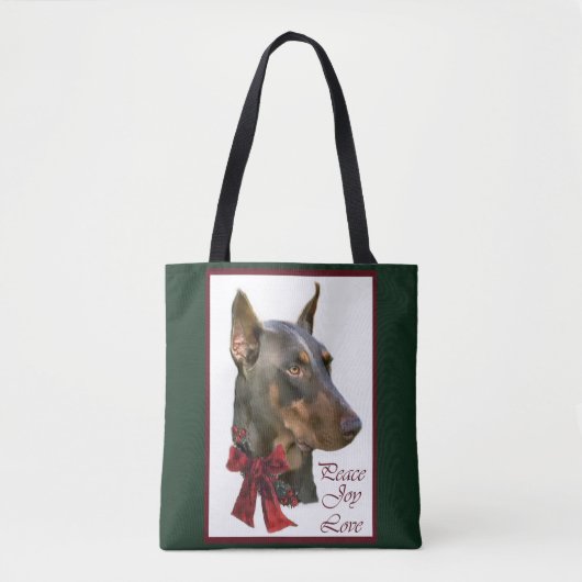 Doberman Pinscher Kerstmis Tote Bag (Voorkant)