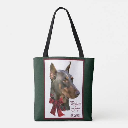Doberman Pinscher Kerstmis Tote Bag (Achterkant)