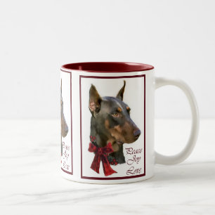 Doberman Pinscher Kerstmis Tweekleurige Koffiemok