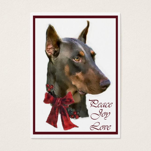 Doberman Pinscher Kerstmis Visitekaartje (Voorkant)