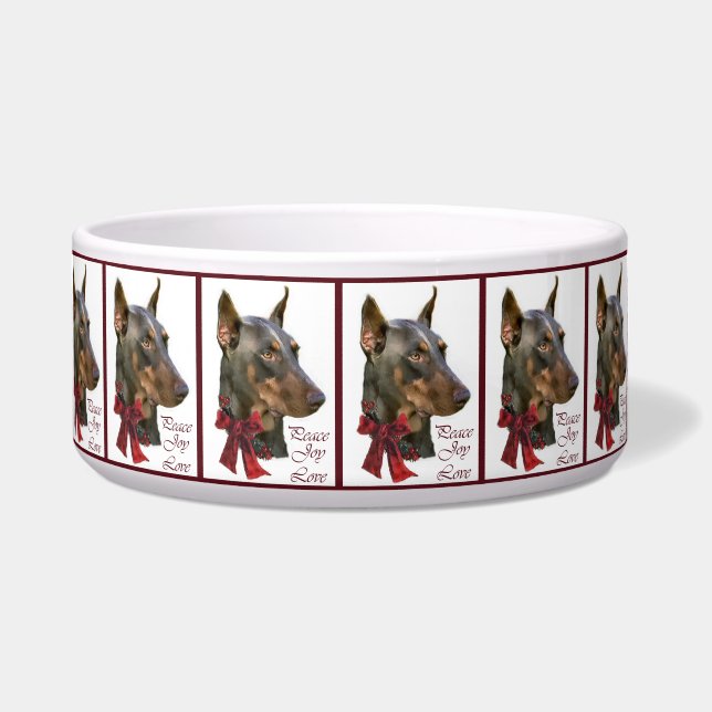 Doberman Pinscher Kerstmis Voerbakje (Voorkant)
