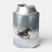 Doberman Pinscher Kerstsneeuw winter Blikjeskoeler (Blikje Voorkant)