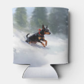 Doberman Pinscher Kerstsneeuw winter Blikjeskoeler (Achterkant)