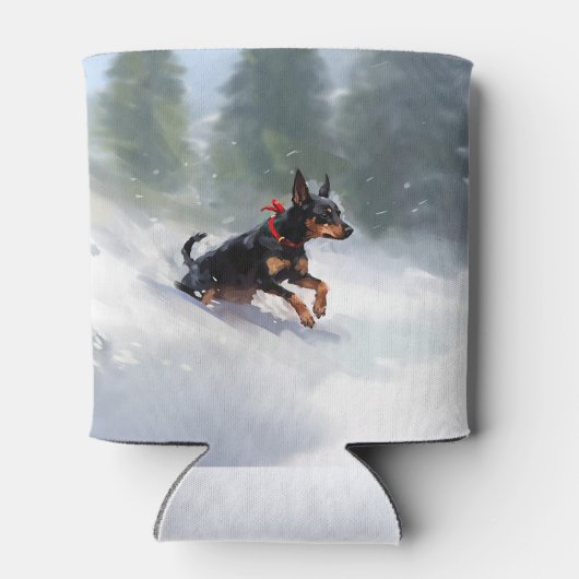 Doberman Pinscher Kerstsneeuw winter Blikjeskoeler (Achterkant)