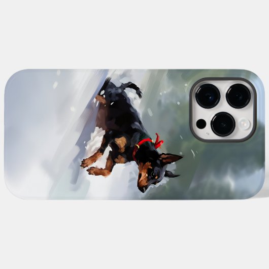 Doberman Pinscher Kerstsneeuw winter Case-Mate iPhone Case (Achterkant (horizontaal))