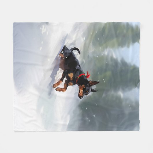 Doberman Pinscher Kerstsneeuw winter Fleece Deken (Voorkant (Horizontaal))