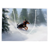Doberman Pinscher Kerstsneeuw winter Groot Cadeauzakje (Achterkant)