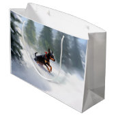 Doberman Pinscher Kerstsneeuw winter Groot Cadeauzakje (Achterkant Gekanteld)