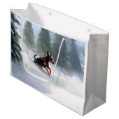 Doberman Pinscher Kerstsneeuw winter Groot Cadeauzakje (Voorkant Gekanteld)