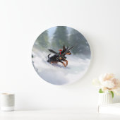 Doberman Pinscher Kerstsneeuw winter Grote Klok (Huis)