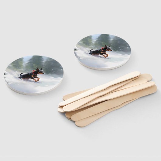 Doberman Pinscher Kerstsneeuw winter Handwaaier (Niet-gemonteerd)