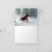 Doberman Pinscher Kerstsneeuw winter Kaart (Binnen)