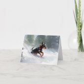 Doberman Pinscher Kerstsneeuw winter Kaart (Voorkant)